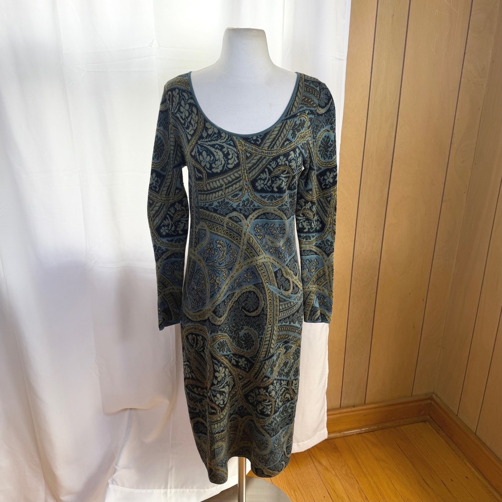 Peruvian Connection Pima Cotton Kashmiri Sweater Dress Womens Small Boho Artsy